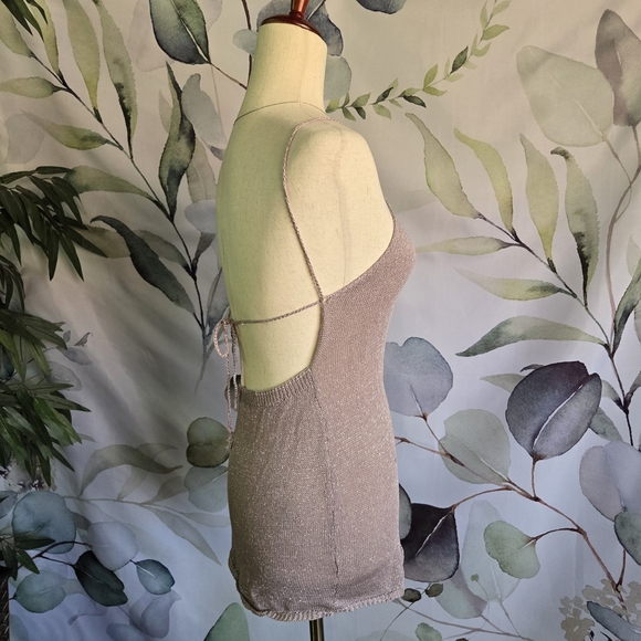 Silver Shimmer Sheer Swim Coverup in Dusty Mauve sz M - Picture 2 of 7